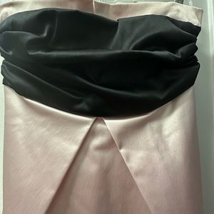 Women’s Pink and Black Strapless Evening Dress.